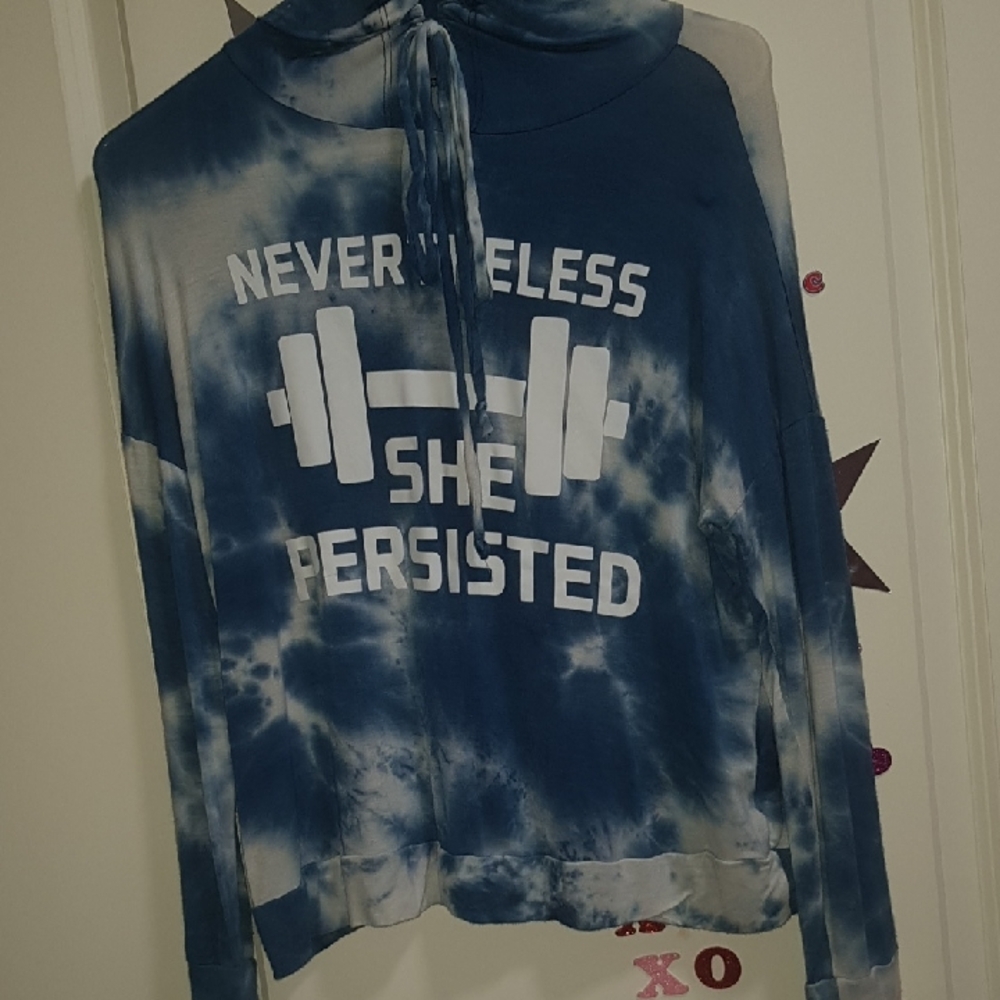 Blue Tie-Dye Hoodie with Motivational Print